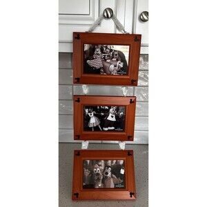 Mickey Mouse Wood Hanging Picture Frame Cherry 3 Tier 4x6 Disney Parks Exclusive